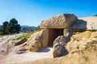 Antequera, Malaga Province, Andalusia, southern Spain. Entrance to the La Menga Dolmen. (photo)