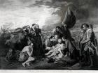 The Death of General Wolfe (1727-59) 1759, engraved by Augustin Legrand (engraving) (b&w photo) (see also 105409, 124902 & 153197)
