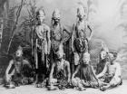 Masked men of the theater acting in "Topéing," Java, Indonesia, c.1900-1923