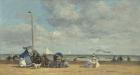 Beach at Trouville, 1864-5 (oil on wood)