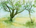 Early Spring Landscape,with two trees,2009,(watercolour)