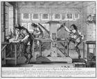 French printing press, 1642 (engraving)