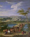 The Town and Chateau of Versailles from the Butte de Montboron, where Louis XIV (1638-1715) with Louvois, Mansart and Le Notre Saw the Water Arrive from the Marly Machine into the Reservoirs, 1688 (oil on canvas)