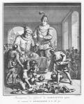Gargantua rewarding officers after the victory of Picrochole, illustration from 'The Life of Gargantua and Pantagruel', by François Rabelais (engraving)