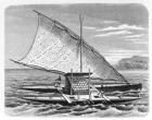 Fijian double canoe, from 'The History of Mankind', Vol.1, by Prof. Friedrich Ratzel, 1896 (engraving)
