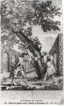 Argument between Jean-Jacques Rousseau (1712-78) and Voltaire (1694-1778) (engraving) (b/w photo)