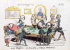 'Une Partie de Billard au Cercle Imperial', caricature of Second Empire society, issue 33 of 'Actualites', 1870 (coloured engraving)