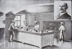 Kitchen of The White House in the 1890s, with inset portrait of Hugo Ziemann (litho)