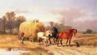 Carting hay, 19th century (oil on canvas)