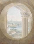 View of the Pont Neuf from a Bull's Eye Window of the Louvre, 1810 (w/c on paper)