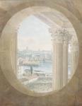 View of the Pont Neuf from a Bull's Eye Window of the Louvre, 1810 (w/c on paper)