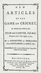 Titlepage of 'New Articles of the Game of Cricket', 1774