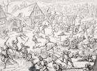 A Village Pillaged by Soldiers, copy of a woodcut from Hamelmann's 'Oldenburgisches Chronicon', published 1599, from 'Le Moyen Age et La Renaissance' by Paul Lacroix (1806-84) published 1847 (litho)