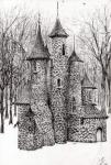 Gatehouse of The Castle in the forest of Findhorn, 2006, (ink on paper)