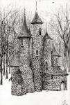 Gatehouse of The Castle in the forest of Findhorn, 2006, (ink on paper)