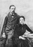John Addington Symonds (1840-93) and His Daughter, 1891 (b/w photo)