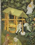 Crushing grapes. The wine press (fresco)