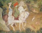 The Month of September, detail of the departure for the hunt, c.1400 (fresco)