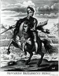 Equestrian portrait of Oliver Cromwell (1599-1658) (engraving) (b/w photo)
