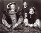 Henry VIII, his daughter Queen Mary and Will Somers, after a 16th century oil painting, painted posthumously, 1821 (engraving)