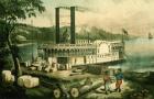 Loading Cotton on the Mississippi, 1870 (colour litho)