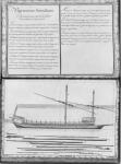 A galley with all its masts, outside the dock, twenty-third demonstration, plate 24, illustration from 'Demonstrations de toutes les pieces de bois, cloux et ferremens qui entrent dans la construction d'une galere...' (pencil & w/c on paper) (b/w photo)