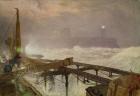 Blue Lights, Teignemouth Pier - Lighting the Lamps at Sunset, 1868 (w/c, body colour and scratching out on paper)
