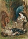 Lelia in the Cave, from 'Lelia' by George Sand (1804-76) c.1852 (pastel on paper)