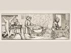 Interior of a Kitchen, after a woodcut in 'Calendarium Romanum' by Jean Staeffler, printed Tubingen, Germany, 1518, from 'Le Moyen Age et La Renaissance' by Paul Lacroix (1806-84) published 1847 (litho)