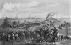 Landing of troops on Roanoke Island, Burnside Expedition, 8th February 1862, engraved by George E. Perine (engraving) (b&w photo)