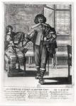 Courtier following the last royal edict in 1633 and his lacquey (engraving) (b/w photo)