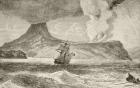 Krakatoa Island erupting in August 1883 (litho)