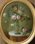 Vase of flowers on a table (oil on canvas)