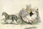 Lady wearing a crinoline and driving a 19th century horse and landau. From Illustrierte Sittengeschichte vom Mittelalter bis zur Gegenwart by Eduard Fuchs, published 1909.