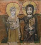 Icon depicting Abbott Mena with Christ, from Baouit, 6th-7th century (tempera on panel)