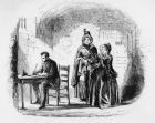 Mrs. Bagnet returns from her expedition, illustration from 'Bleak House' by Charles Dickens (1812-70) published 1853 (litho)