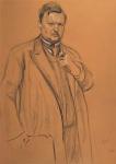 Portrait of the Composer Alekandr Konstantinovich Glazunov (1865-1936), 1906 (chalk and charcoal on paper)