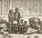 Native American family group west of the Rocky Mountains, c.1880 (litho)