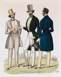 Fashion plate depicting male clothing, published by 'La Fashion', 1841 (colour litho)