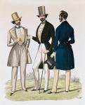 Fashion plate depicting male clothing, published by 'La Fashion', 1841 (colour litho)