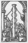 The Alchemist at Work, copy of an illustration from 'Coelum Philosophorum' by Philippus Ulstadius, Paris 1544, used in a 'History of Magic', published late 19th century (woodcut)