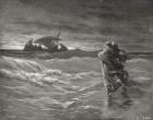 Jesus Walking on the Sea, John 6:19-21, illustration from Dore's 'The Holy Bible', engraved by Pisan, 1866 (engraving)