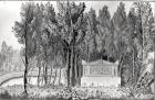 Jean-Jacques Rousseau's (1712-78) tomb at Ermenonville (drawing) (b/w photo)