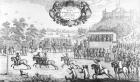 The Last Horse Race run before Charles the Second of Blessed Memory by Dorsett Ferry, near Windsor Castle, August 24th 1684, 1687 (engraving) (b/w photo)