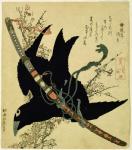 The Little Raven with the Minamoto clan sword, c.1823 (colour woodcut)