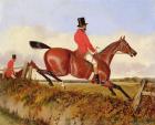 Foxhunting: Clearing a Bank, c.1840 (oil on board)