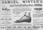 Advertisement for Samuel Winter's Lawn Tennis & Yachting Shoes, illustration from 'The Queen, The Lady's Newspaper', May 29 1886 (letterpress and engraving)