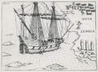 Barents' ship at Nova Zembla, 1598 (engraving)