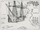 Barents' ship at Nova Zembla, 1598 (engraving)