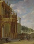 People on the terrace of a palace (oil on canvas)